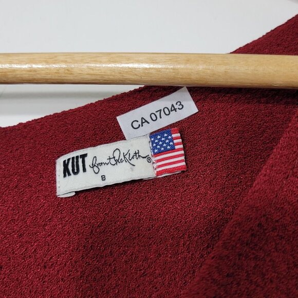 Kut From The Kloth Women's Red Capped Sleeve V-Neck Knee Length Dress Size Small - Picture 2 of 9